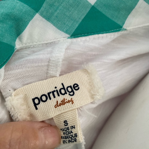 Anthropologie Porridge Green and White Gingham Top - Picture 3 of 4